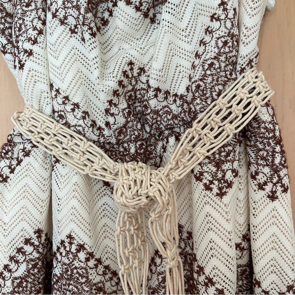 Venus Bohemian Spaghetti Strap Maxi Lace Overlay Dress Sz 1X Chevron Embroidered - Picture 4 of 16